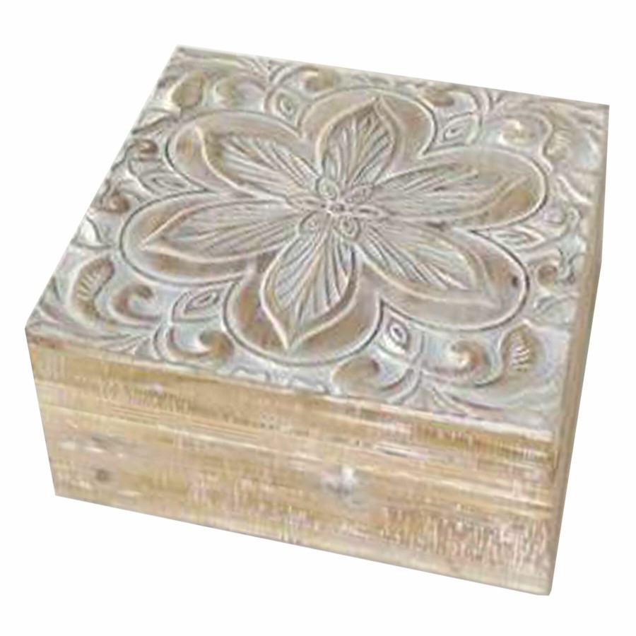 Home Accents * | Best Sellers Carved Wood Box, Large