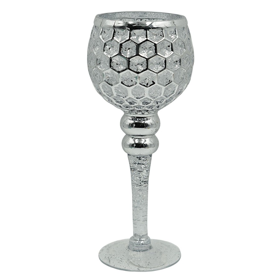 Home Accents * | Clearance Sale Silver Honeycomb Stem Candle Holder, 12