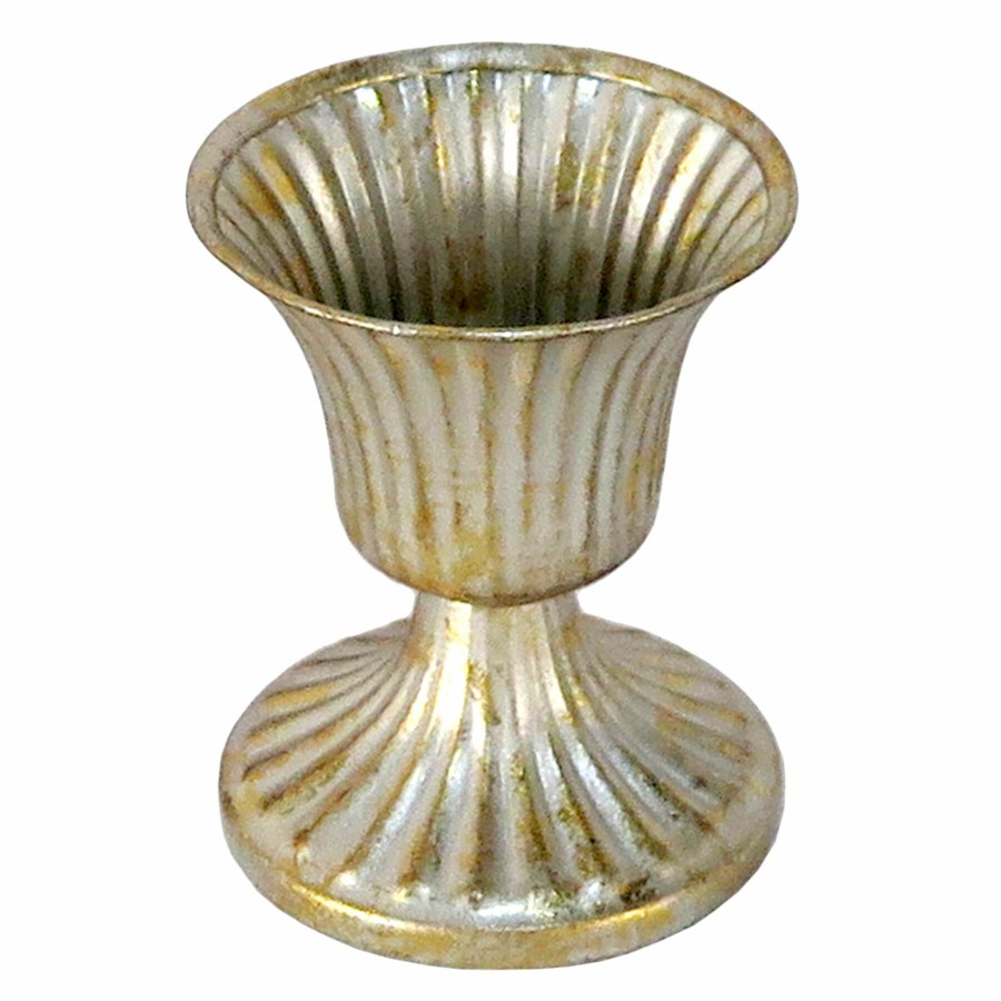 Home Accents * | Featured Grace Mitchell White & Gold Metal Vase, 4