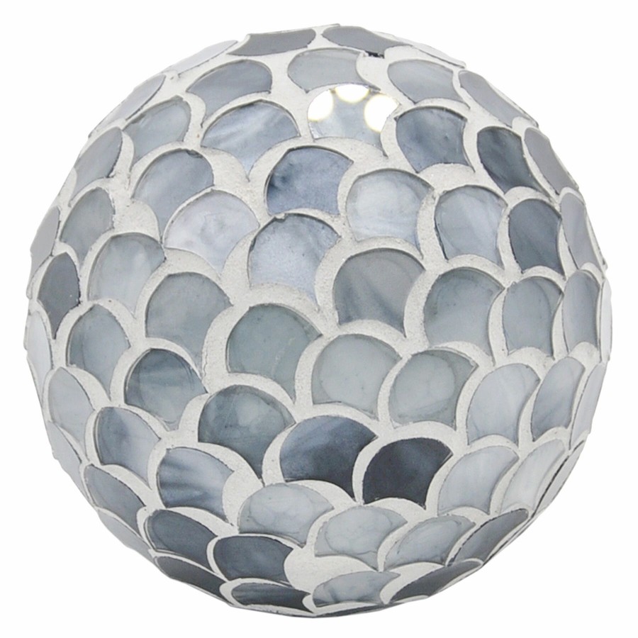 Home Accents * | Exquisite Gifts 4In Grey Mosaic Orb