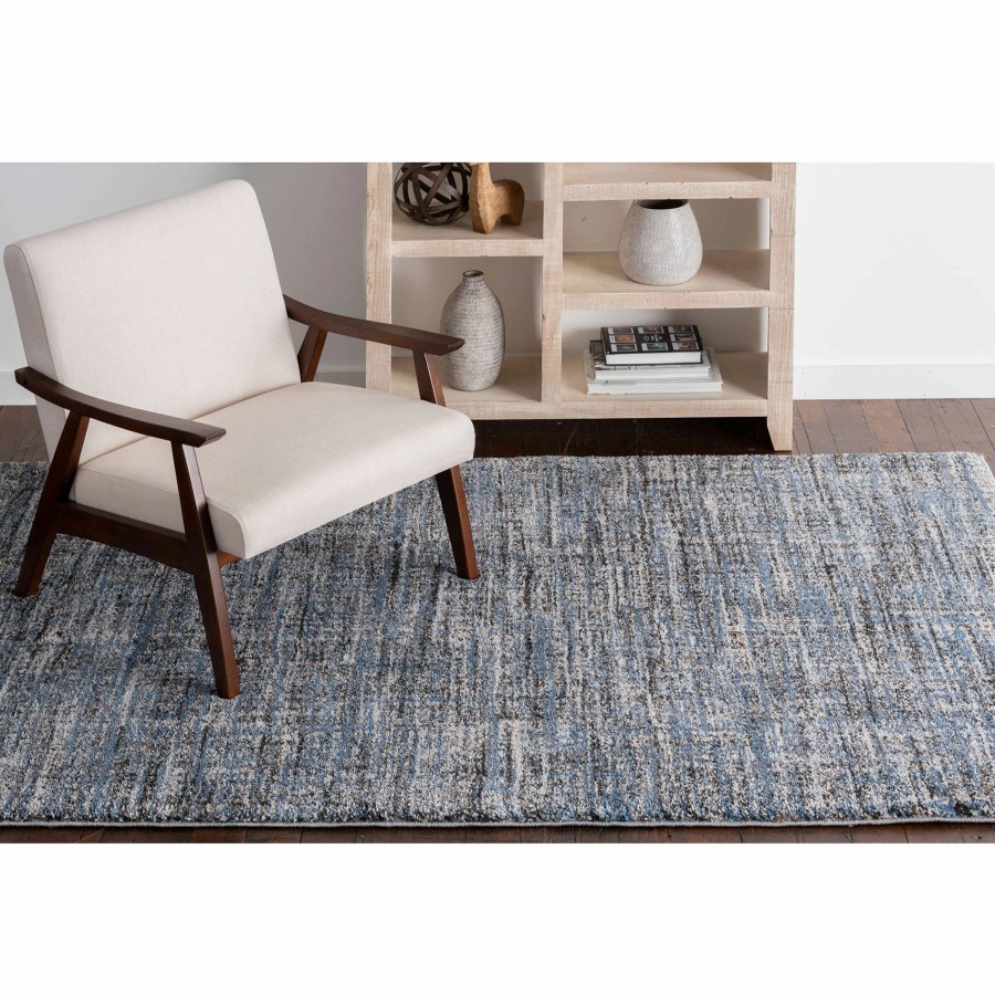 Rugs & Curtains * | Attractive (A410) Hachure Blue Woven Accent Rug, 3 5