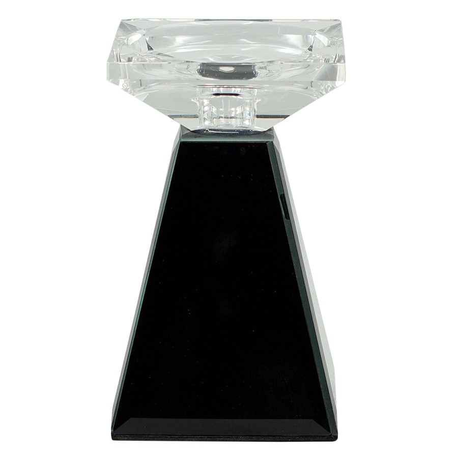 Home Accents * | Exclusive Design Black Glass Candle Holder, 6