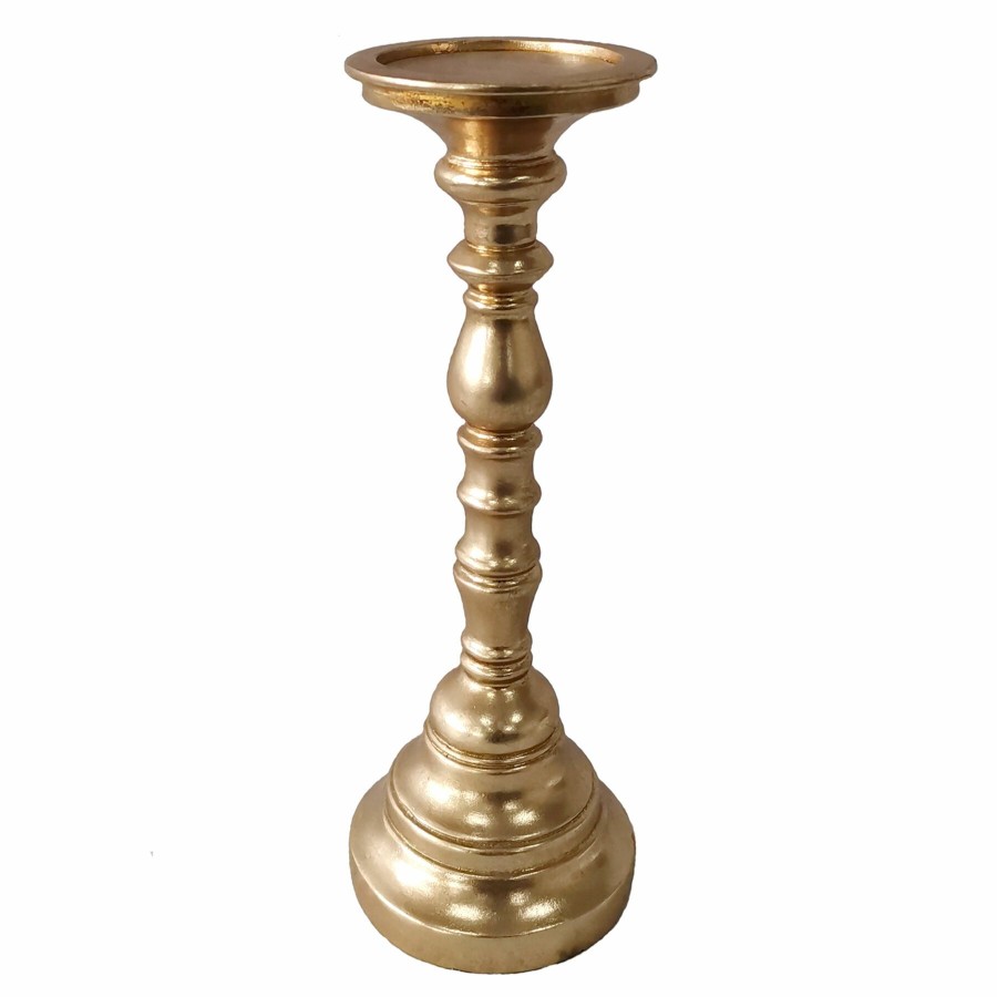 Home Accents * | Attractive Gold Foiled Pillar Candle Holder, 16