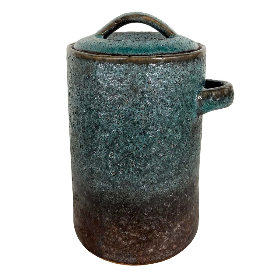 Home Accents * | Discount Sale Tracey Boyd Textured Green Ceramic Jar With Lid, 7