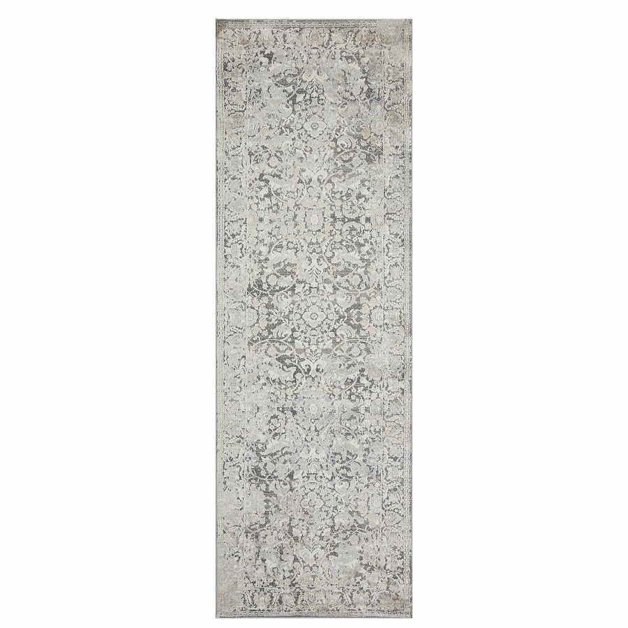 Rugs & Curtains * | Exclusive (B769) Helena Grey Floral Runner, 2 7