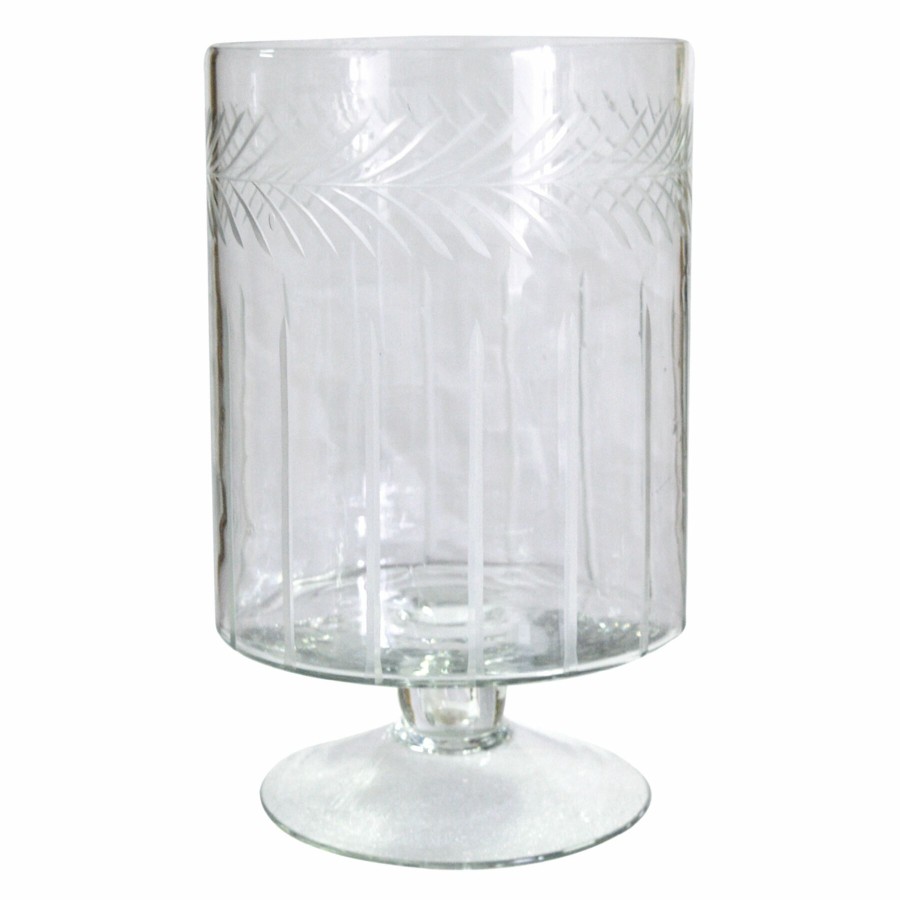 Home Accents * | Featured Grace Mitchell Etched Glass Candle Holder, 9.5