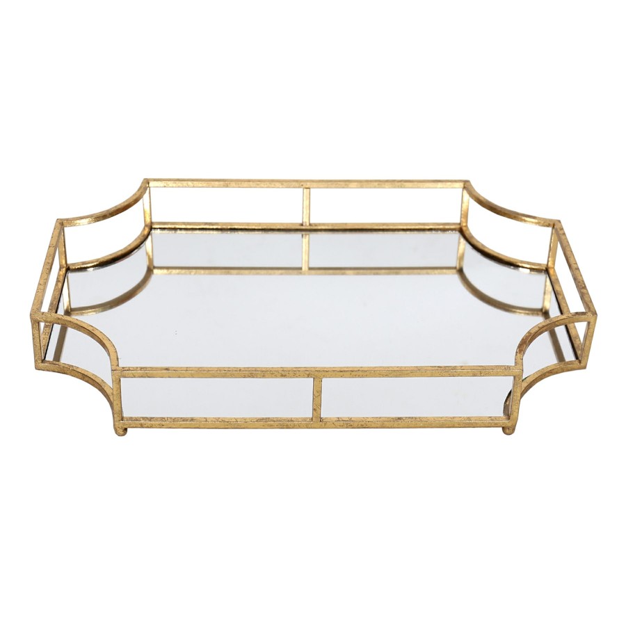 Home Accents * | Bargain Sale Gold Mirrored Decorative Tray, 18