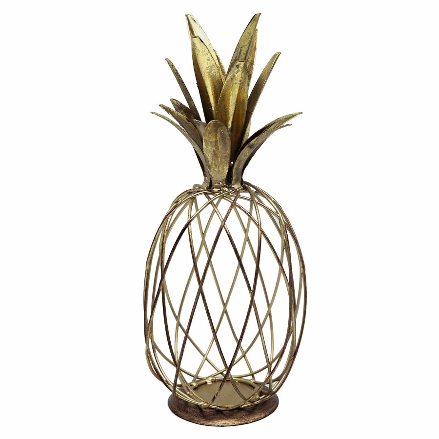 Home Accents * | Original Gold Metal Wire Pineapple Figurine, 11.5