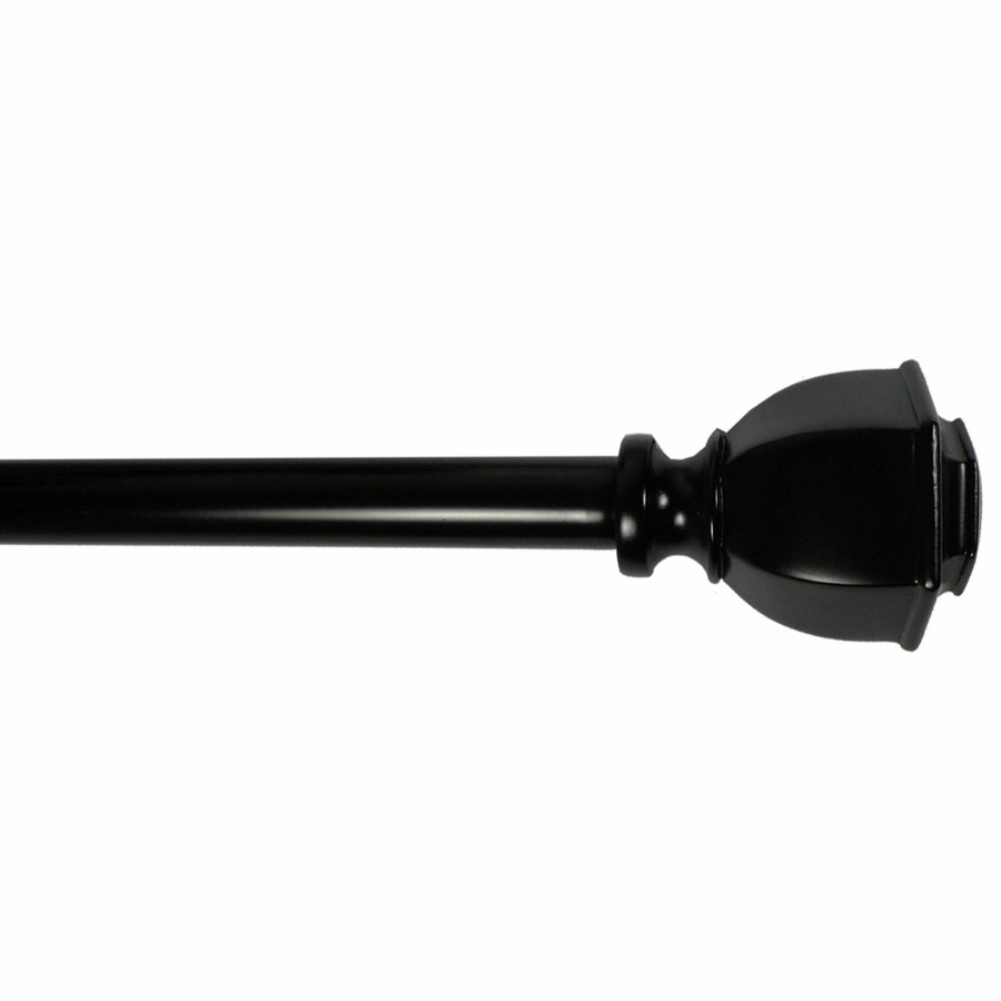 Rugs & Curtains * | Top Sellers Aria Urn 48 -84 Adjustable 5/8 Diameter Curtain Rod, Black Finish