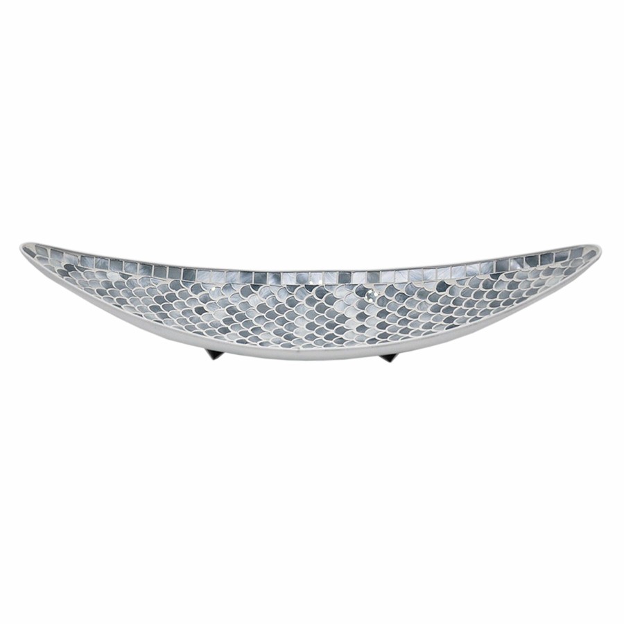 Home Accents * | Featured Grey Mosaic Boat Tray, 23 8