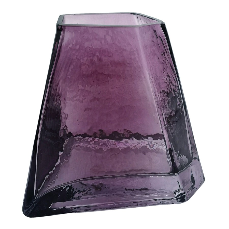 Home Accents * | Best Sellers Laila Ali Purple Geo Glass Vase, 6.5