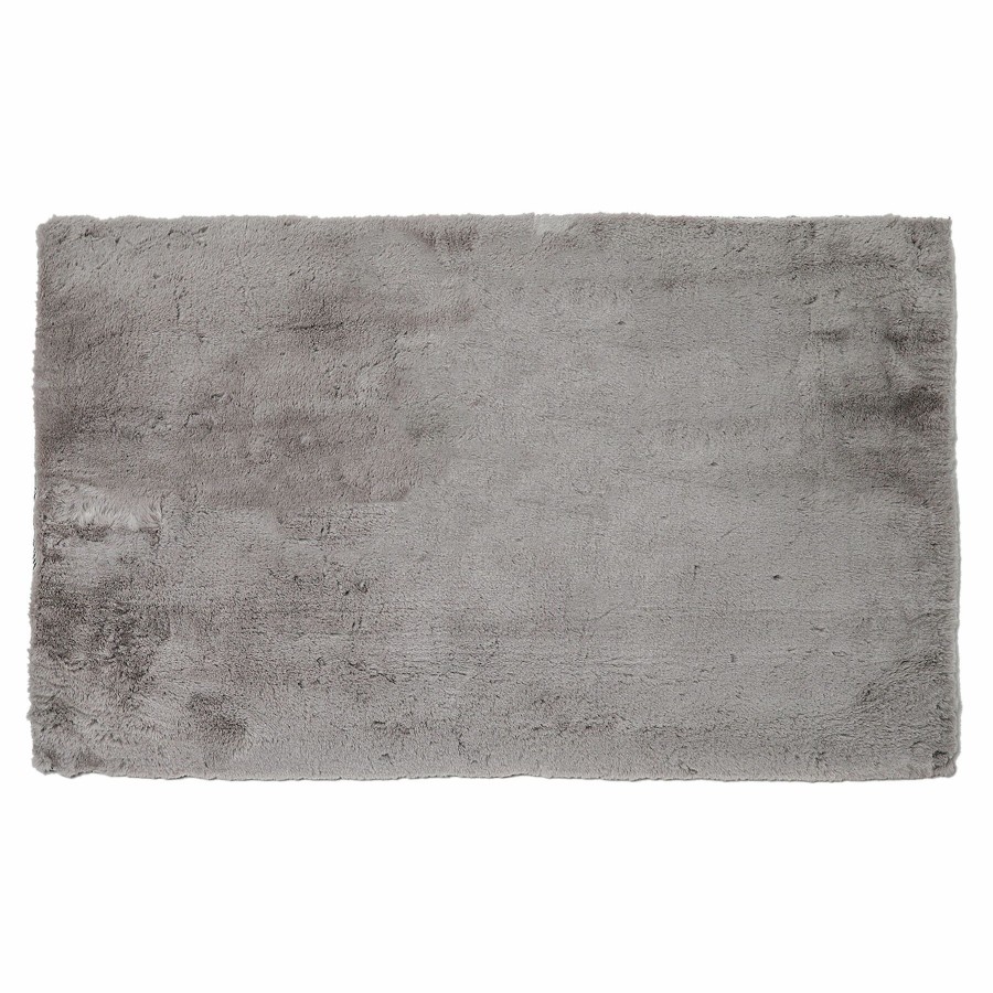 Rugs & Curtains * | Bargain Sale Silver Faux Rabbit Fur Shag Accent Rug, 27 45