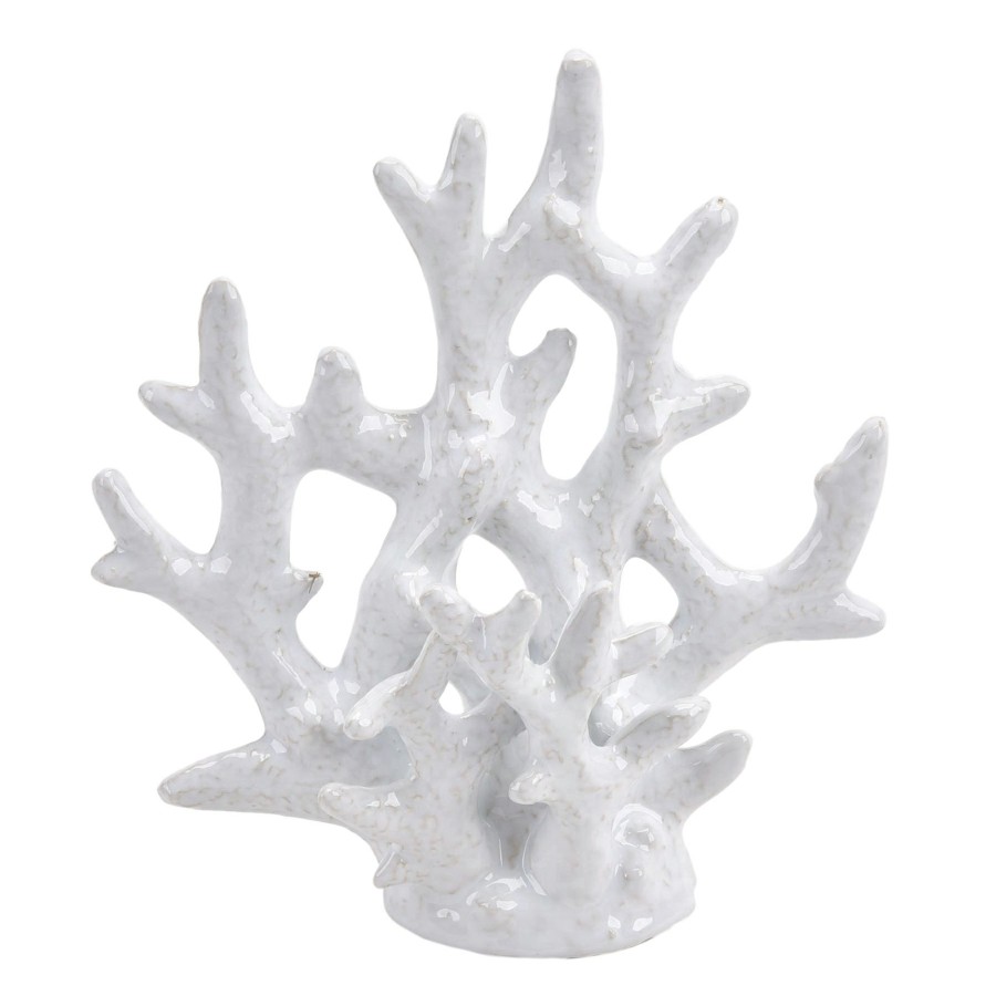 Home Accents * | Clearance Sale Ty Pennington White Ceramic Coral Figurine, 8.5