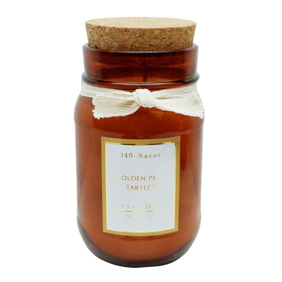 Candles & Home Fragrance * | Premium Pear Tart Scented Jar Candle With Cork Lid, 9.9Oz