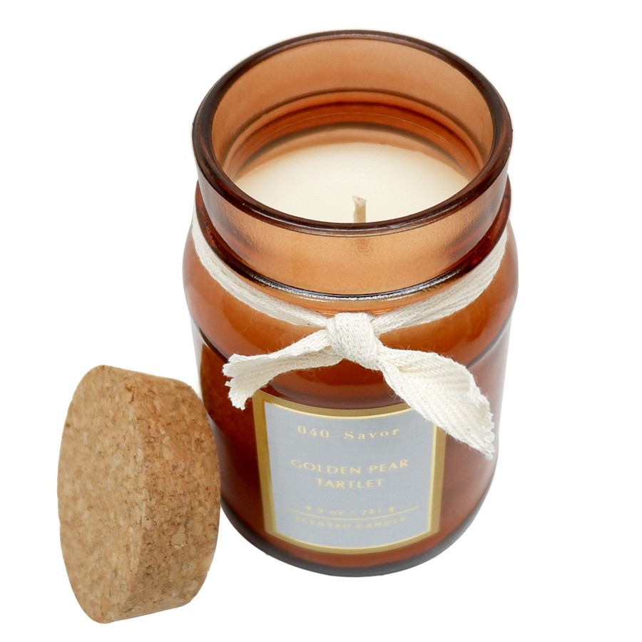 Candles & Home Fragrance * | Premium Pear Tart Scented Jar Candle With Cork Lid, 9.9Oz