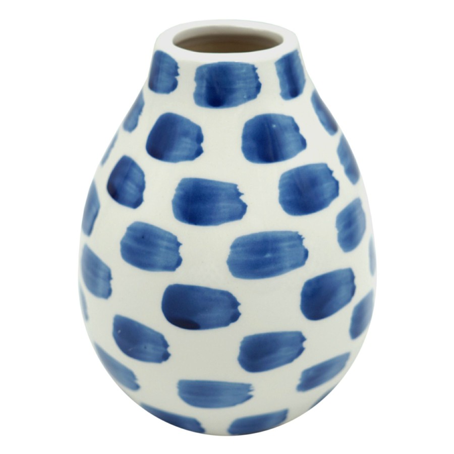 Home Accents * | Original White & Blue Spotted Ceramic Vase, 5