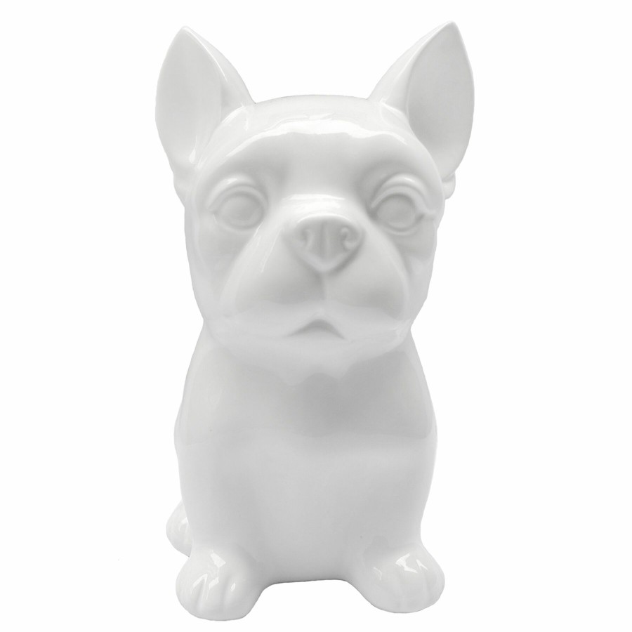 Home Accents * | Exclusive White Ceramic Frenchie Dog Figurine, 8.5