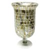 Home Accents * | Reliable Quality Gold Petal Mosaic Pedestal Hurricane Candle Holder, 11