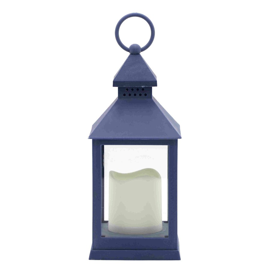 Home Accents * | Low Price Navy Blue Led Lantern, 9.5