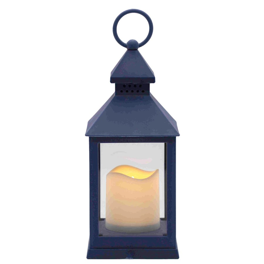 Home Accents * | Low Price Navy Blue Led Lantern, 9.5