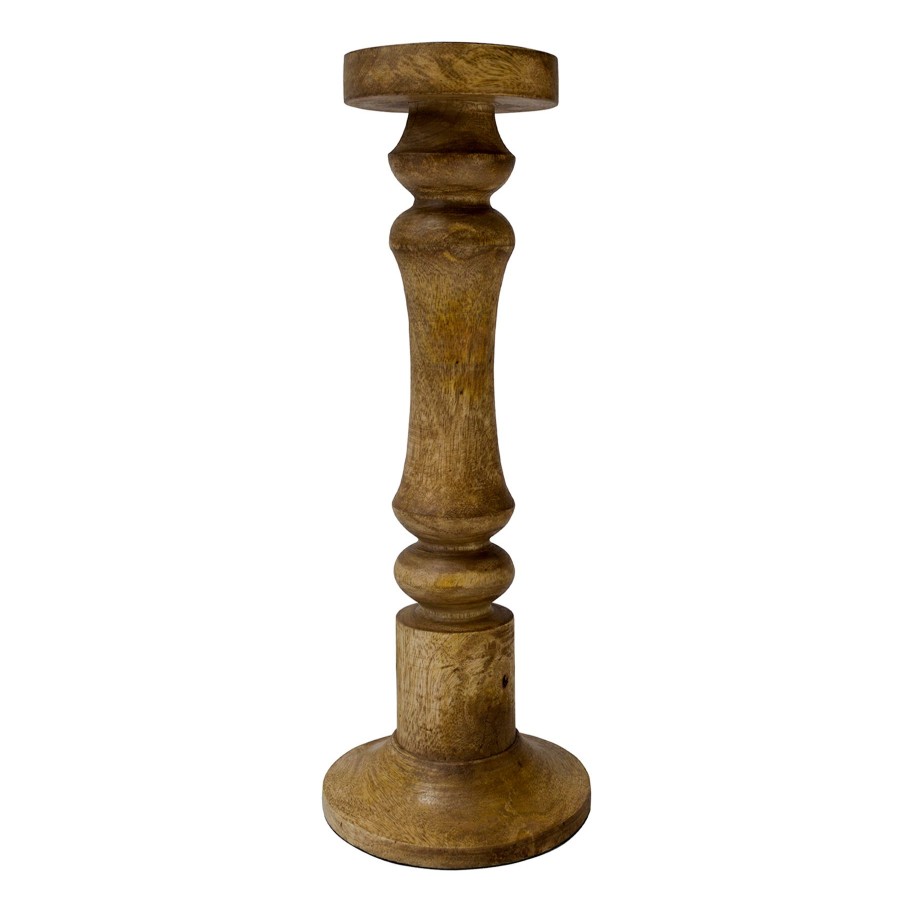 Home Accents * | Sale Mango Wood Candle Holder, 15