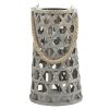 Home Accents * | Exclusive Grey Wood Cutout Lantern With Rope Handle, 12