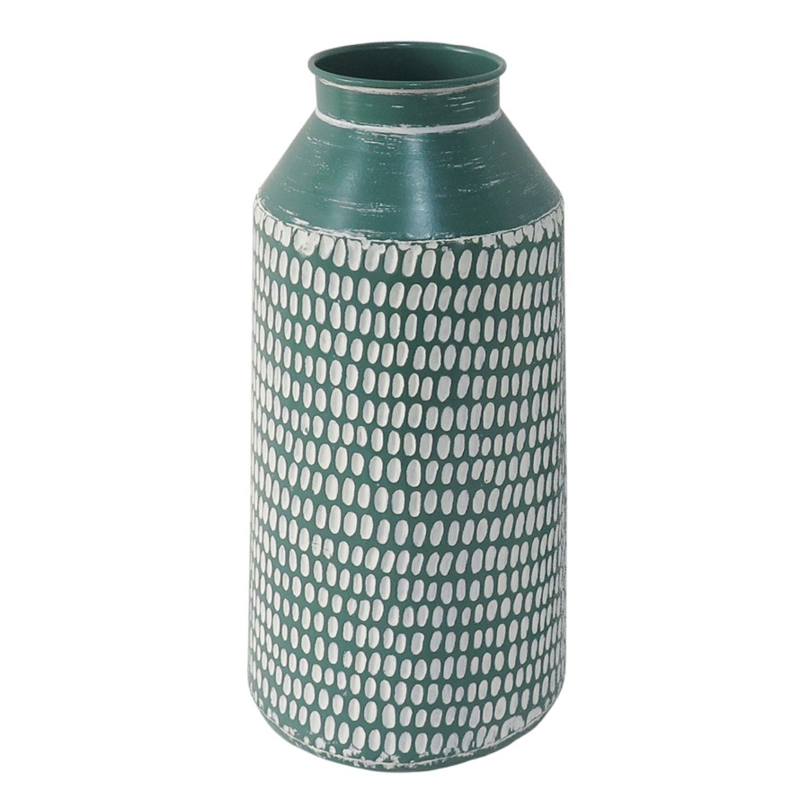 Home Accents * | Exclusive Tracey Boyd White & Green Metal Vase, 15.5