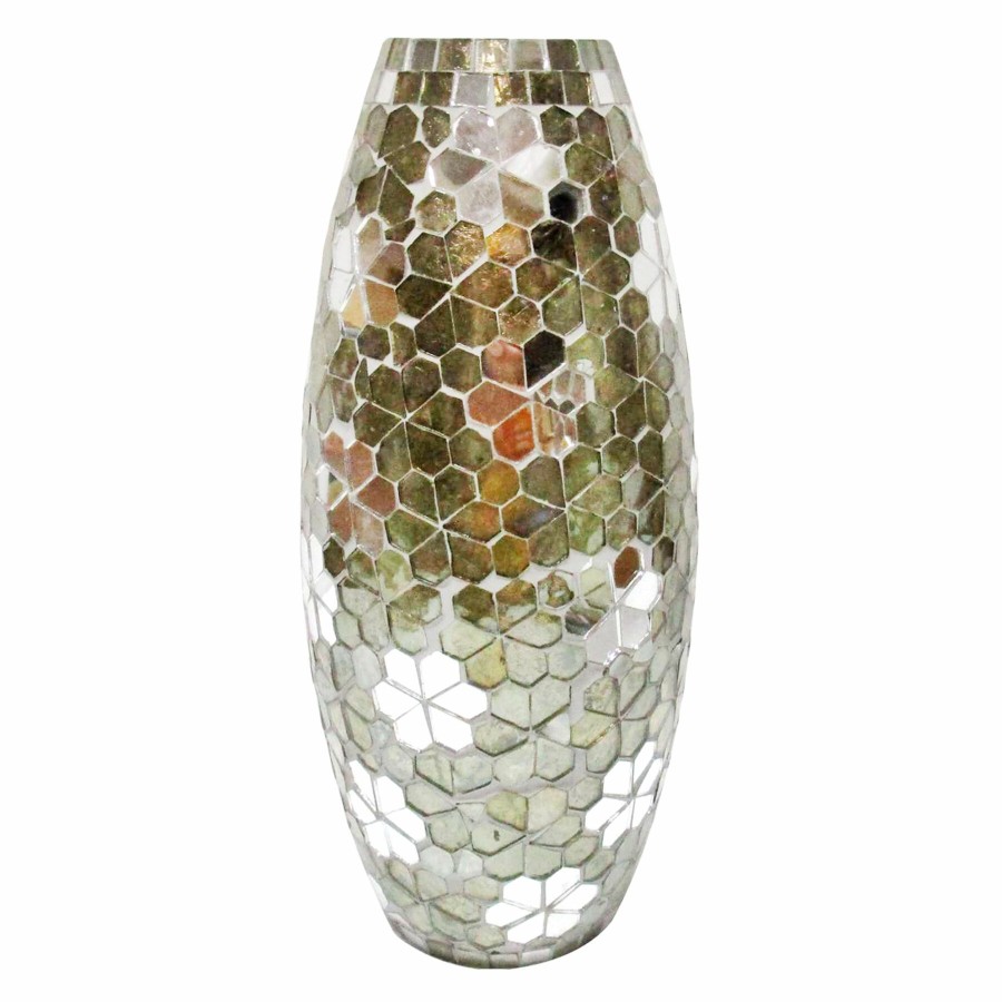 Home Accents * | Closeout Sale Silver Mosaic Glass Vase, 12