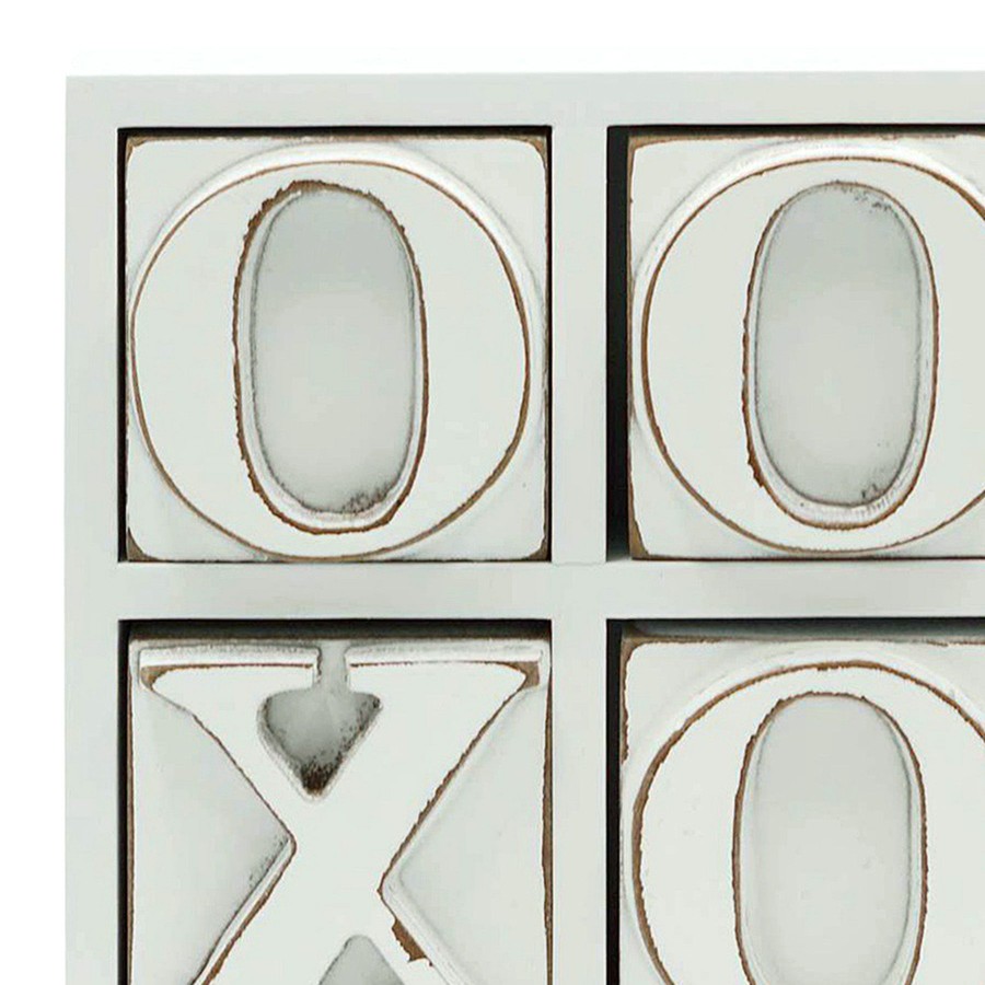 Home Accents * | Clearance Sale White Wooden Tic-Tac-Toe Decor, 9