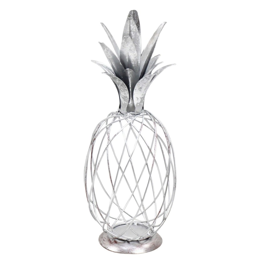 Home Accents * | Discount Sale Grace Mitchell Silver Wire Pineapple Decor, 12